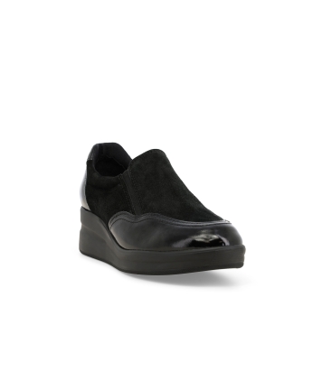 Sneakers donna in camoscio e vernice nero r25641z