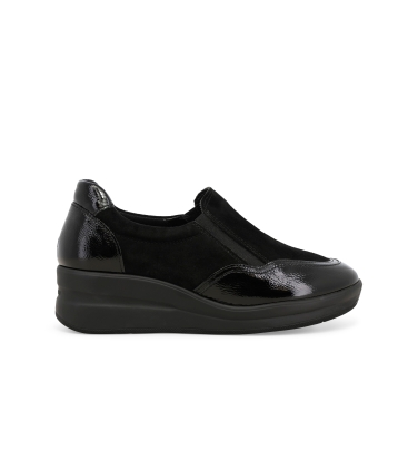 Sneakers donna in camoscio e vernice nero r25641z-254574