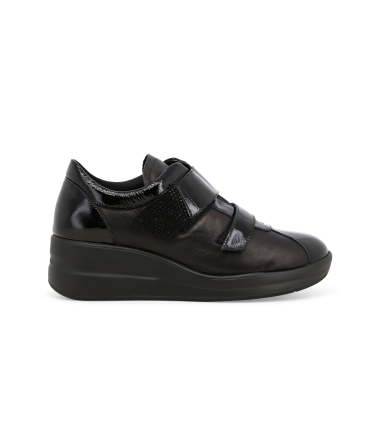 Sneakers donna in vernice e pelle nero r25643z