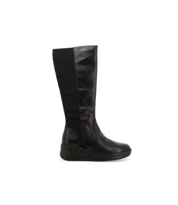 Stivale donna in pelle e tessuto elasticizzato nero r25647z