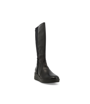 Stivale donna in pelle e tessuto elasticizzato nero r25647z