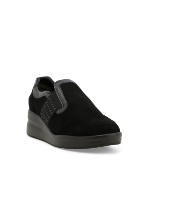 Sneakers donna in camoscio nero r25653z