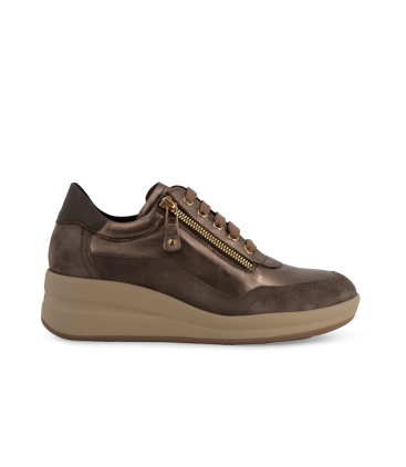 Sneakers donna in pelle e camoscio beige r25655z