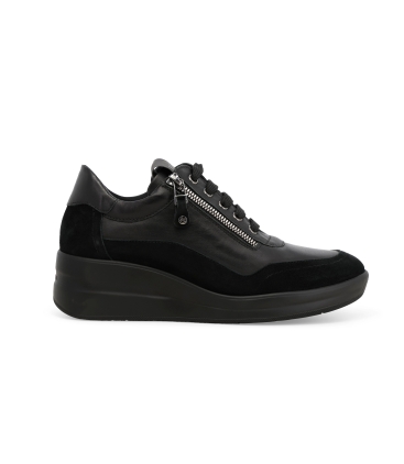Sneakers donna in pelle e camoscio nero r25655z