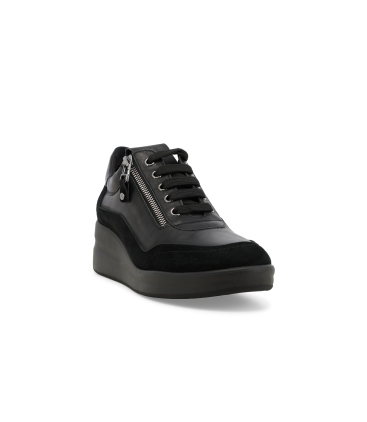 Sneakers donna in pelle e camoscio nero r25655z