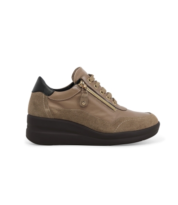 Sneakers donna in pelle e camoscio beige r25655z