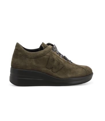 Sneakers donna in camoscio comode verde r25656z