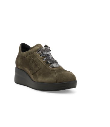 Sneakers donna in camoscio comode verde r25656z