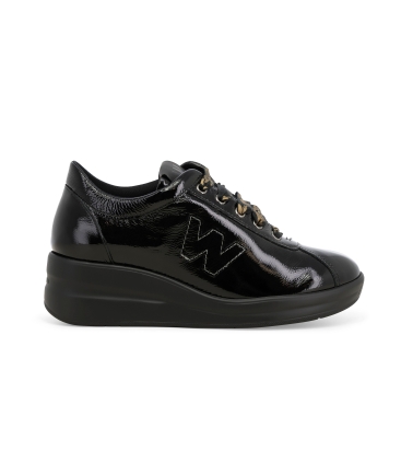 Sneakers donna in vernice comode nero r25656z