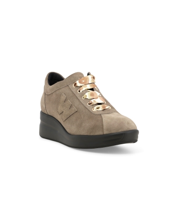 Sneakers donna in camoscio comode beige chiaro r25656z
