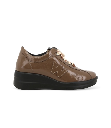 Sneakers donna in vernice comode beige r25656z