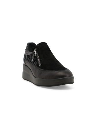 Sneakers donna in pelle comode nero r25657z