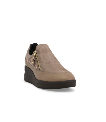 Sneakers donna in pelle comode beige r25657z
