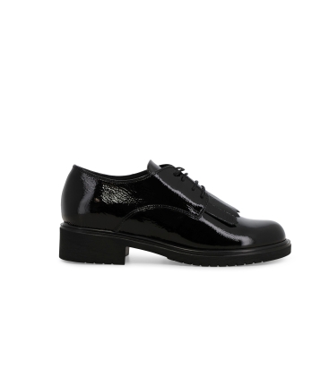 Mocassino allacciato donna in vernice nero r35503z