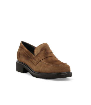 Mocassino donna in camoscio morbidissimi beige sigaro r35512z