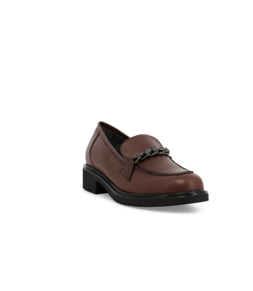 Mocassino donna in morbida pelle marrone r35523z