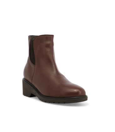 Stivaletto donna in pelle marrone r35600z