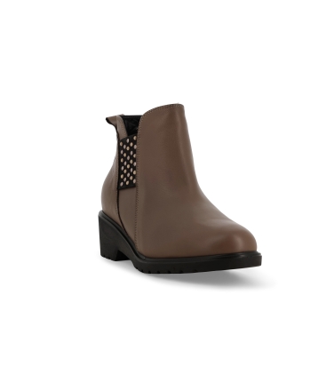 Stivaletto donna in pelle beige r35611z