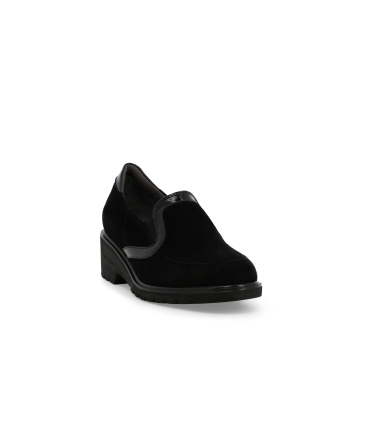 Mocassino donna in camoscio nero r35727z