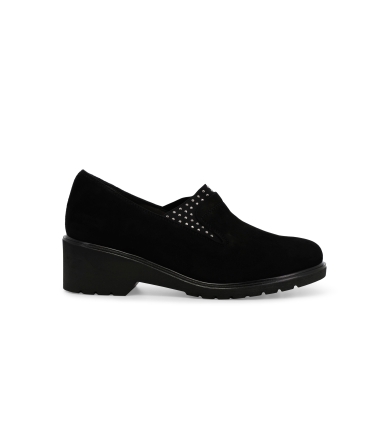 Mocassino donna in camoscio nero r35738z