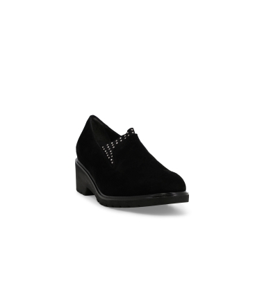 Mocassino donna in camoscio nero r35738z