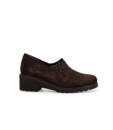 Mocassino donna in camoscio marrone r35738z