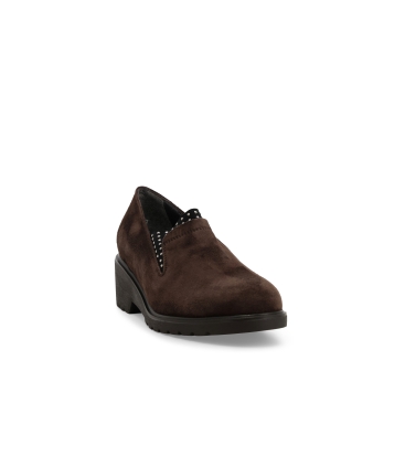 Mocassino donna in camoscio marrone r35738z
