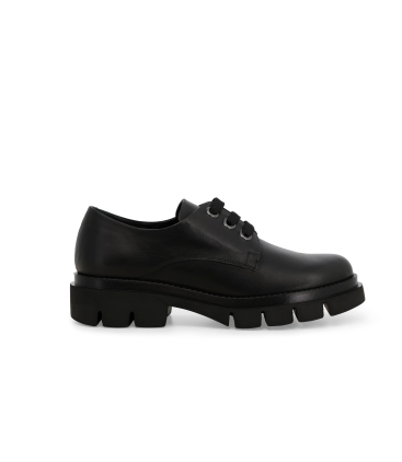 Mocassini donna in pelle allacciato nero r45425