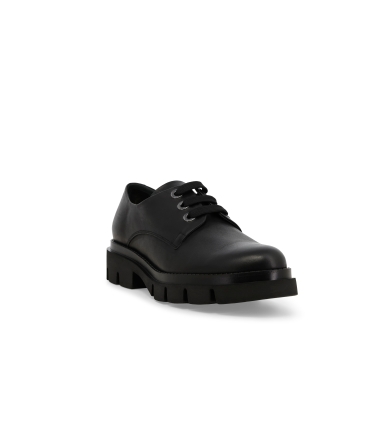 Mocassini donna in pelle allacciato nero r45425