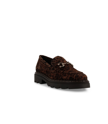 Mocassini donna in camoscio leopardo r45432