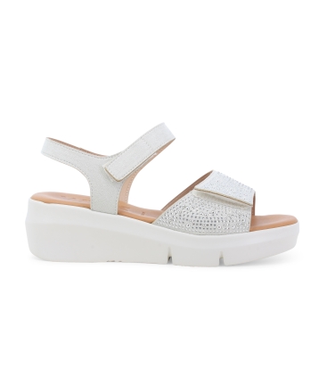 Sandalo platform bianco e argento con strass r80439q