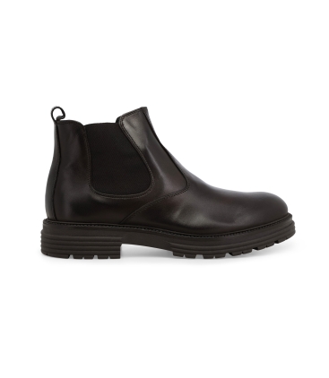 Stivaletto uomo con elastico in pelle marrone u0558z