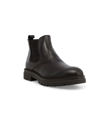 Stivaletto uomo con elastico in pelle marrone u0558z