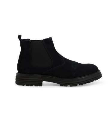 Stivaletto uomo con elastico in camoscio blu u0558z