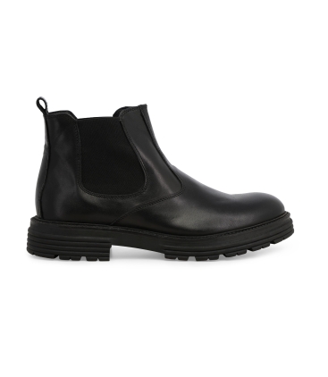 Stivaletto uomo con elastico in pelle nero u0558z