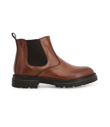 Stivaletto uomo con elastico in pelle marrone u0558z