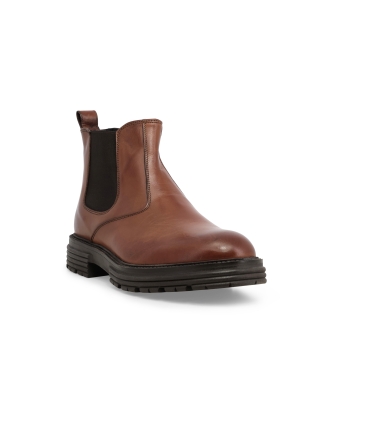 Stivaletto uomo con elastico in pelle marrone u0558z