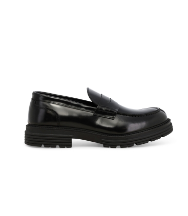 Mocassino college in pelle abrasivato nero u0562z