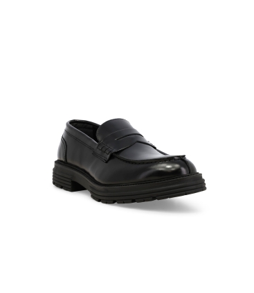 Mocassino college in pelle abrasivato nero u0562z