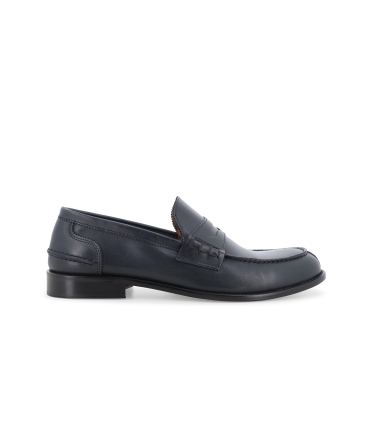 Mocassino comfort in pelle blu liscia u0890q