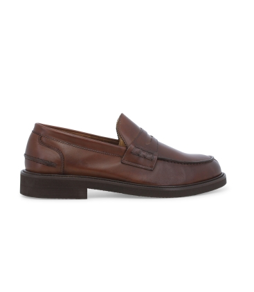 Mocassino uomo in pelle marrone u0890z