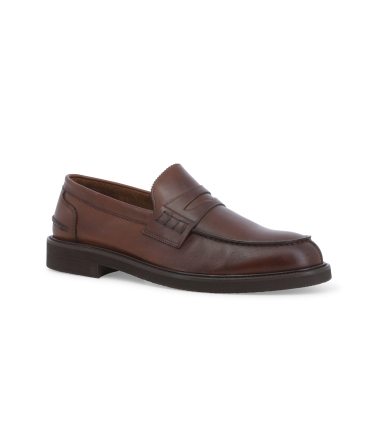 Mocassino uomo in pelle marrone u0890z