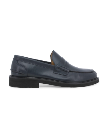 Mocassino uomo in pelle blu u0890z