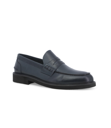 Mocassino uomo in pelle blu u0890z