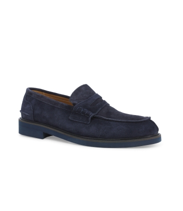Mocassino uomo in camoscio blu u0890z