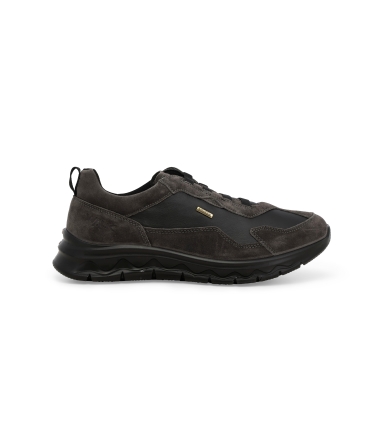 Sneakers antipioggia uomo in camoscio e tessuto nero e grigio u15545