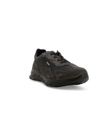 Sneakers antipioggia uomo in camoscio e tessuto nero e grigio u15545