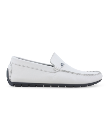 Mocassino estivo uomo in pelle bianca u16017q