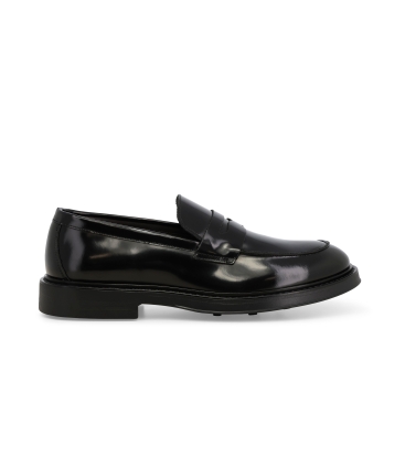 Mocassino uomo classico in pelle abrasivato nero u24647z