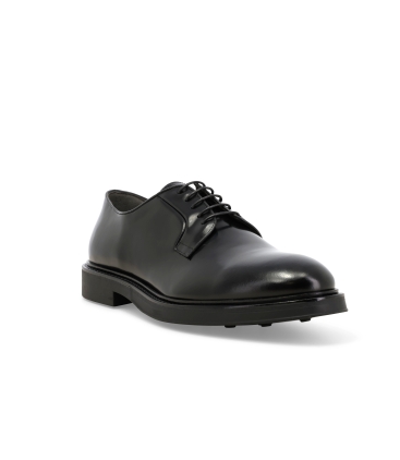Scarpa uomo allacciata derby in pelle abrasivato nero u24648z